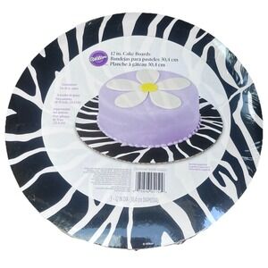 Wilton 12in Cake Boards‎ (3pc) Zebra Black White 2104-5150 Sealed